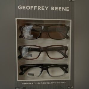 GEOFFREY BEENE unisex  +1.50 readers (3) pair NIB NWT